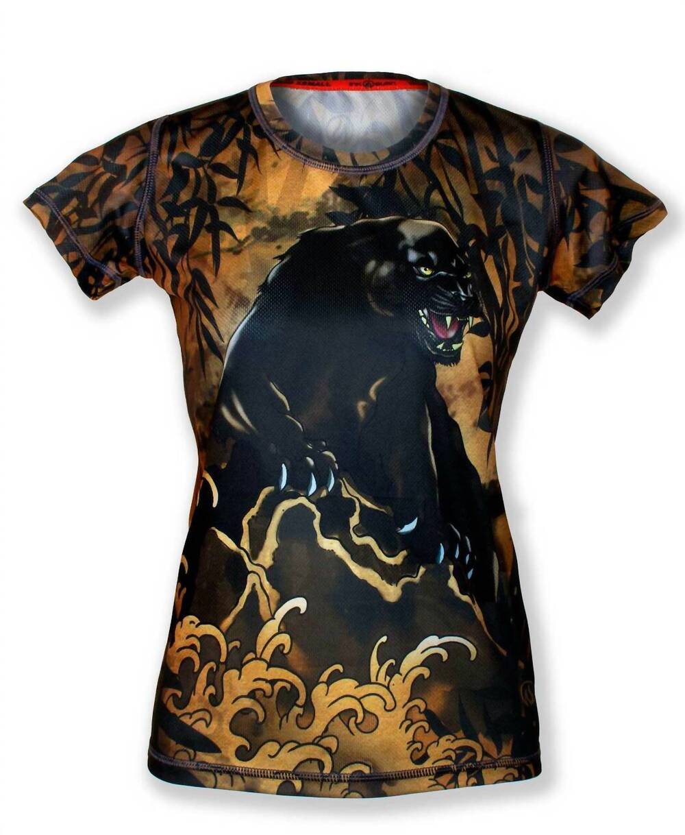 NEW INKNBURN women's black panther tech shirt in copper